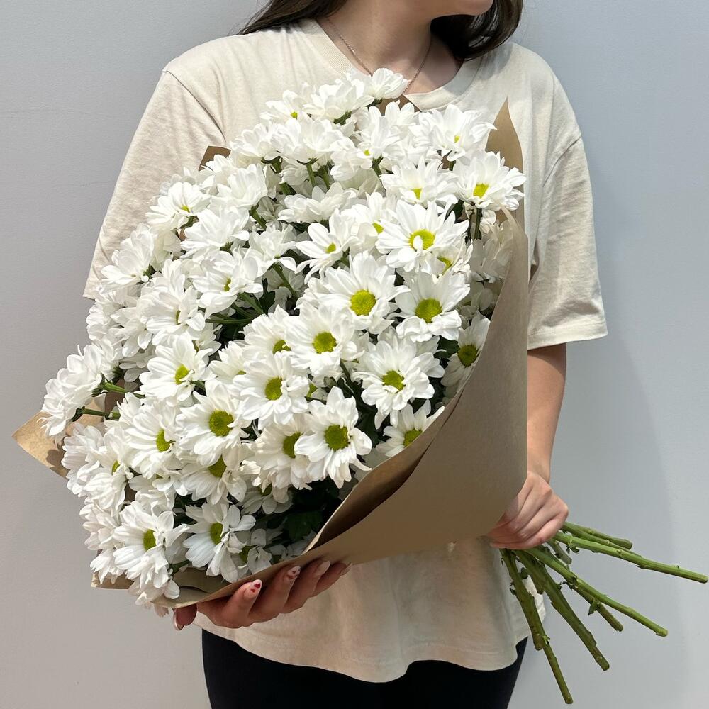 Букет «Летняя свежесть» – дыхание лета в белых хризантемах Адыгейск Республика Адыгея