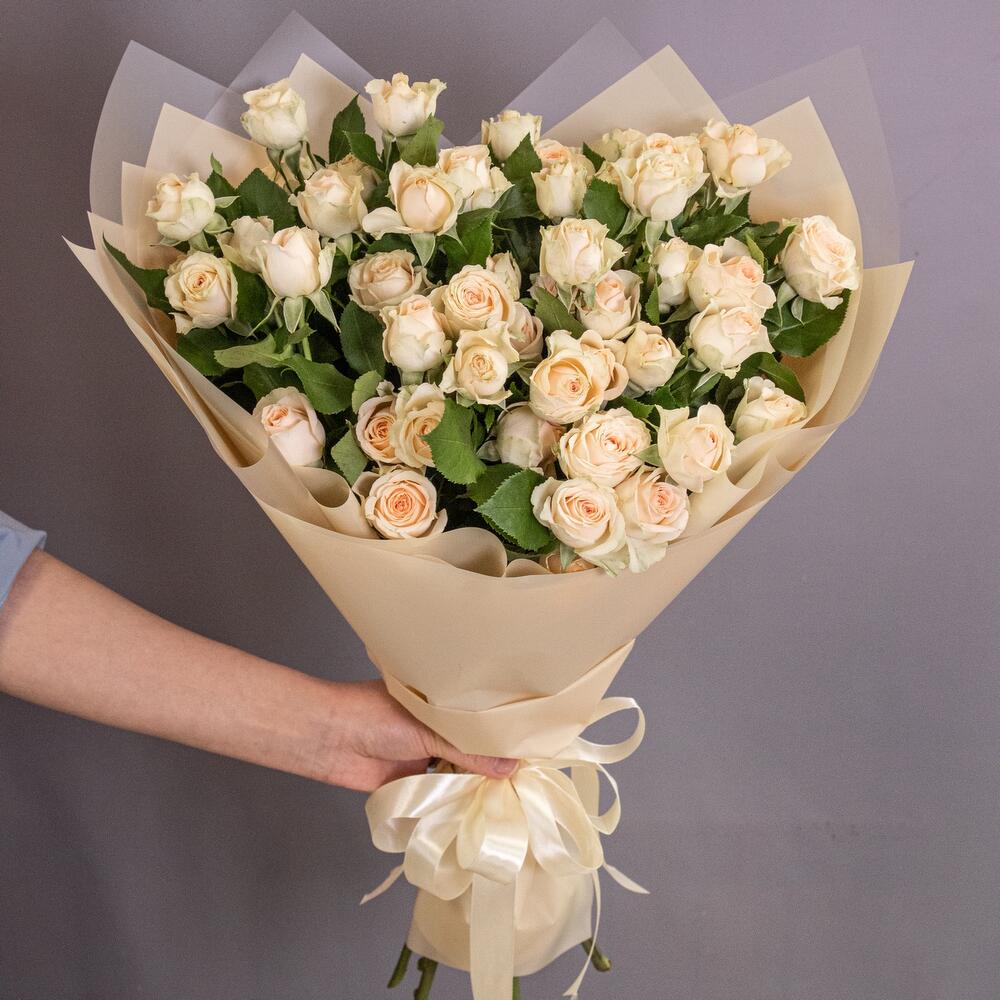 Букет «Персик» – пышные кустовые розы нежно-персикового оттенка Адыгейск Республика Адыгея