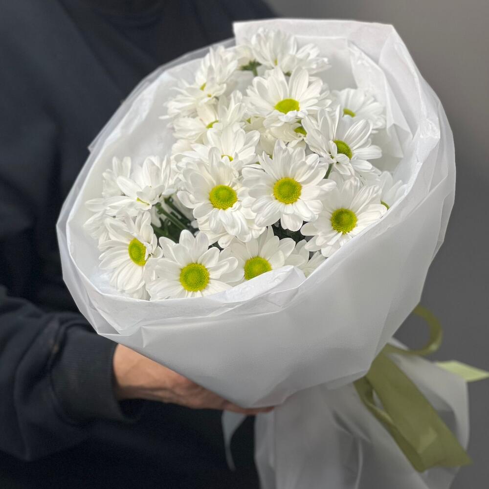 Букет «Ромашковый» – нежные белые хризантемы в деревенском стиле Адыгейск Республика Адыгея
