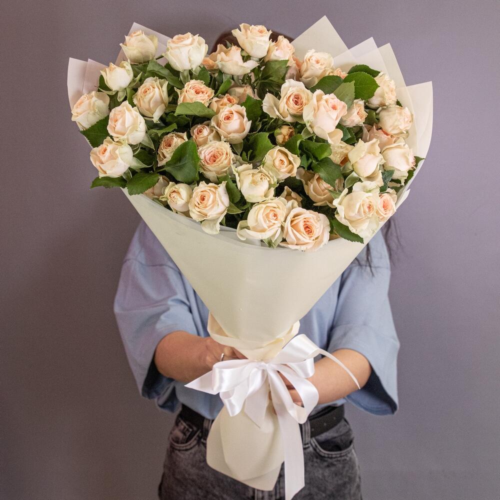 Букет «Персик» – пышные кустовые розы нежно-персикового оттенка Адыгейск Республика Адыгея