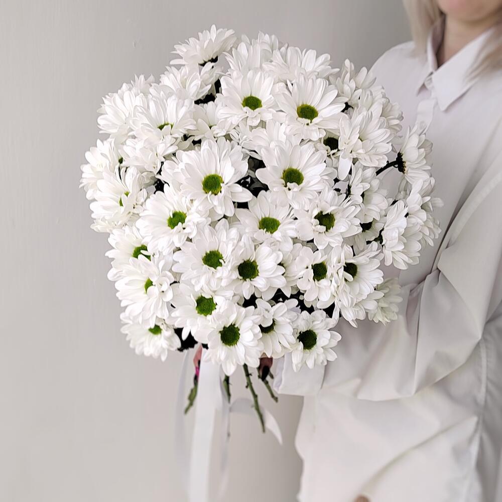 Букет «Ромашка» – 9 белоснежных хризантем в деревенском стиле Адыгейск Республика Адыгея