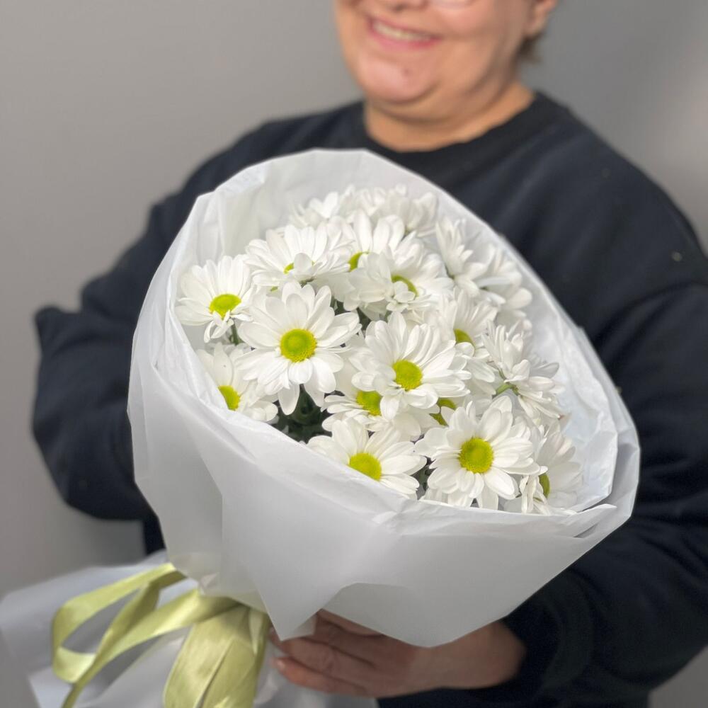 Букет «Ромашковый» – нежные белые хризантемы в деревенском стиле Адыгейск Республика Адыгея