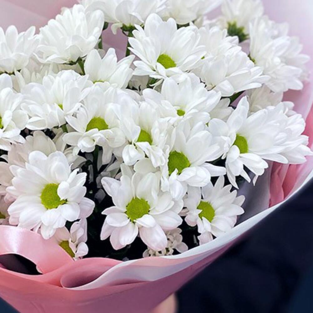 Букет «Розовое счастье» – нежность белых хризантем Адыгейск Республика Адыгея