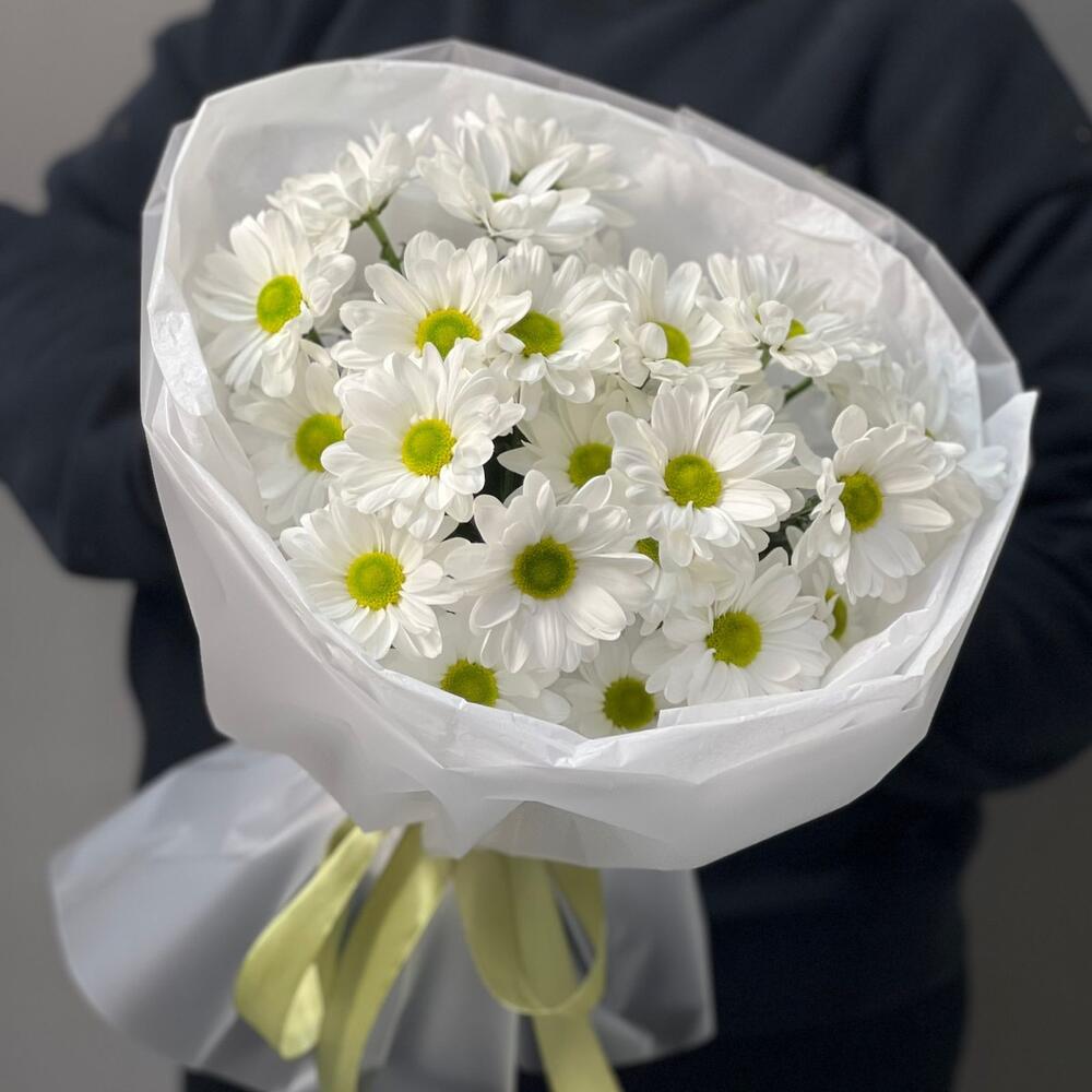 Букет «Ромашковый» – нежные белые хризантемы в деревенском стиле Адыгейск Республика Адыгея